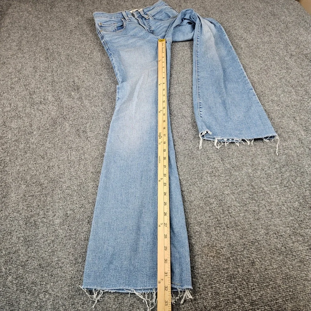 Levis 726 Flare Jeans Womens 24x32 Light Wash Blue High Rise Raw Hem A3410-0025